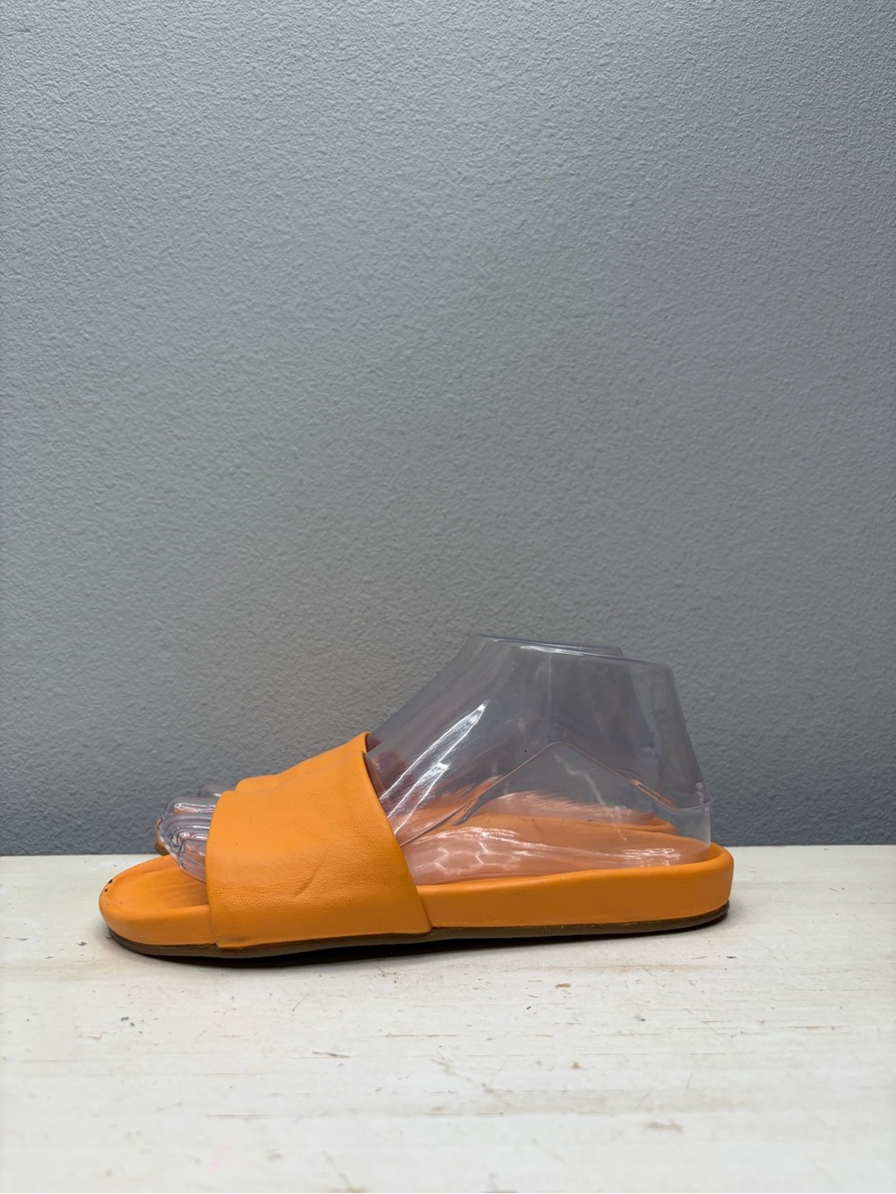 Beek Orange Leather Gallito Slide Sandals Size 6